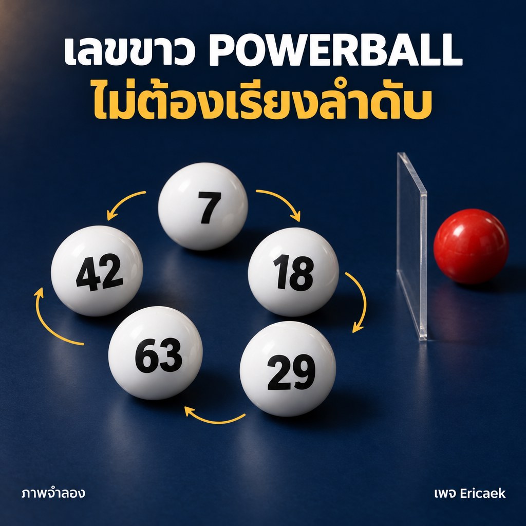 โปสเตอร์สารคดีแสดงลูกบอลสีขาวห้าลูกเรียงต่างลำดับแต่เป็นชุดหมายเลขเดียวกัน